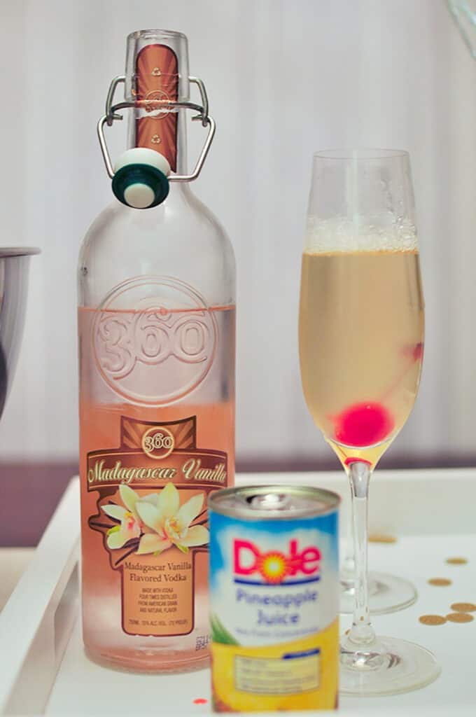 NYE cocktail pineapple upside down fizz