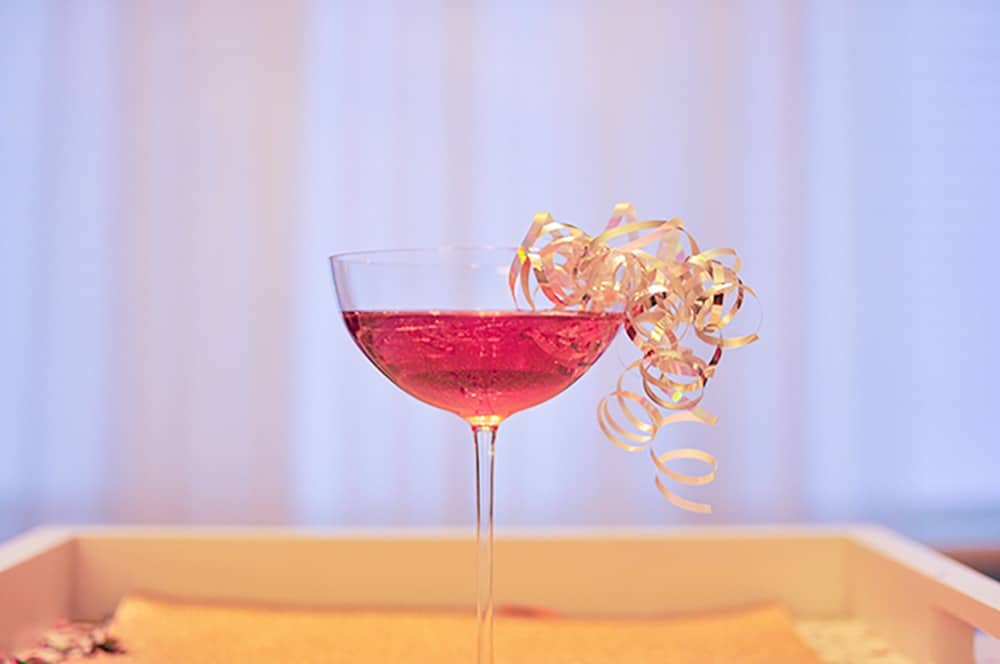 leftover curling ribbon on NYE cocktail