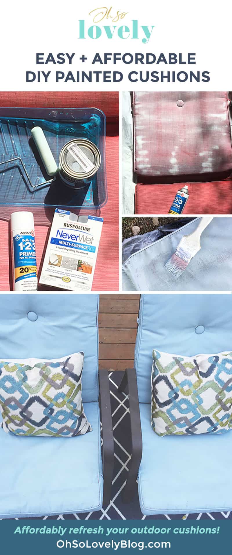 DIY painted cushion tutorial — update your outdoor chairs on a budget!