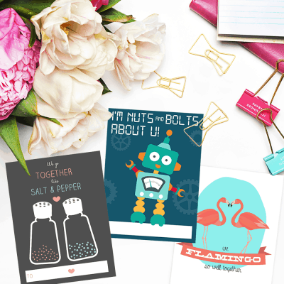 Robot, Flamingo, Salt and Pepper Free Valentine's Day printables