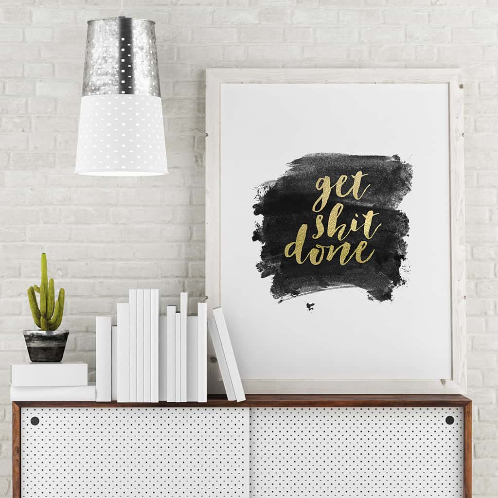 gold foil get shit done paint swoosh free printable