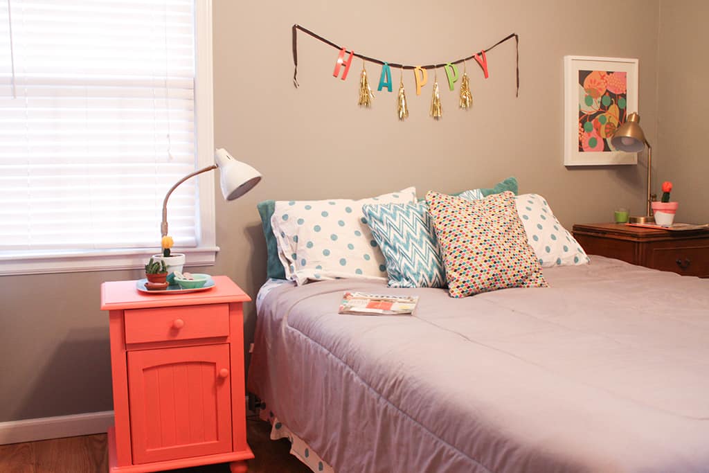 Oh So Lovely Blog guest room home tour, DIY updated night stand