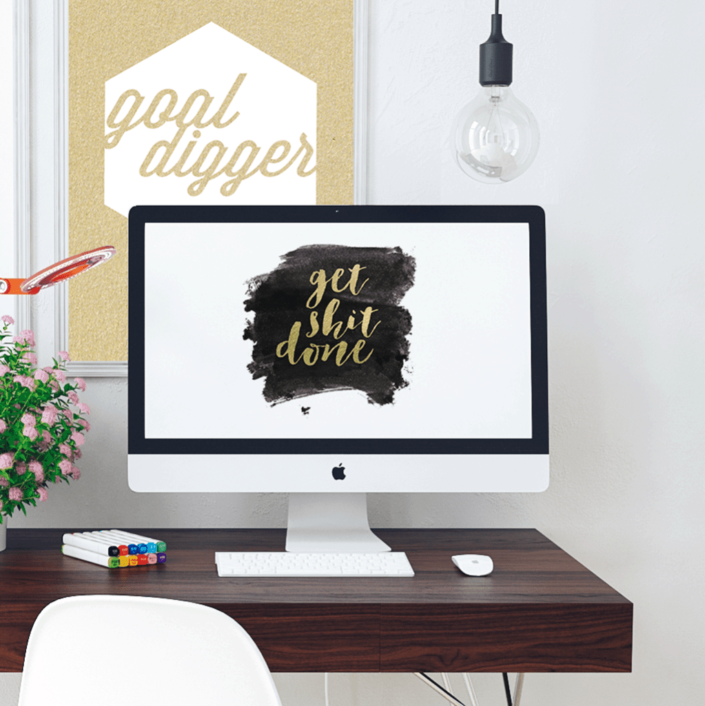 Free black, white, and gold foil GSD printable and wallpaper.