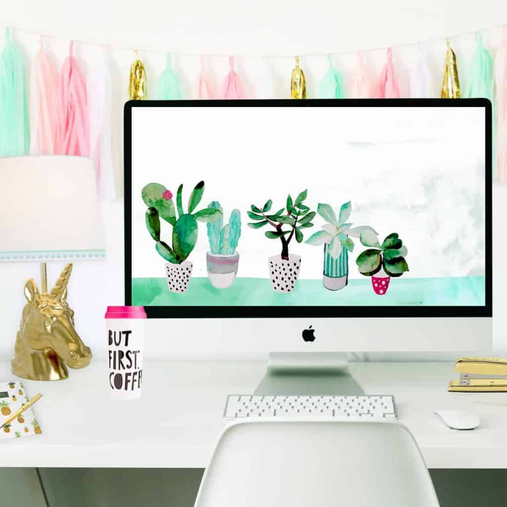 Free succulent desktop wallpaper to pretty up your desk space
