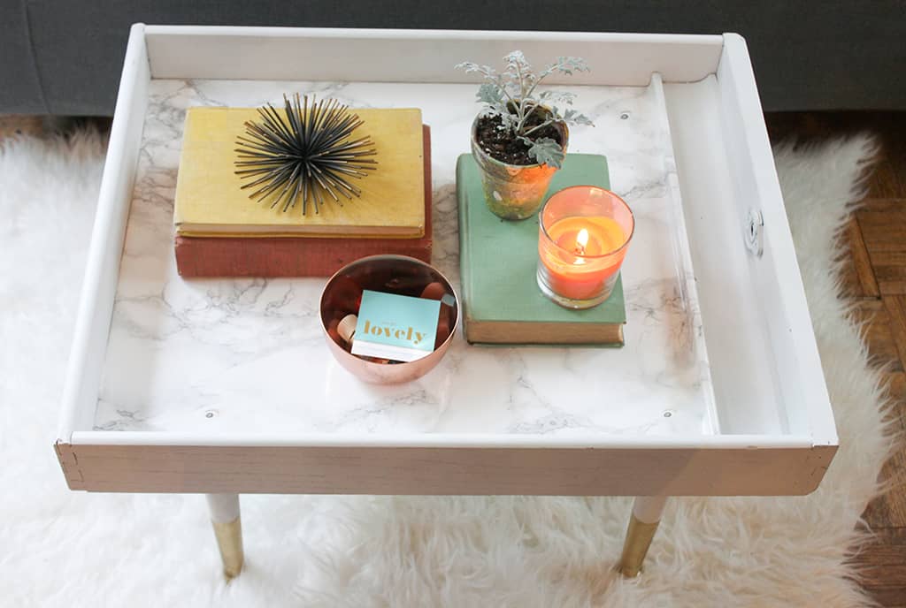 DIY Upcycled Drawer to Modern Coffee Table