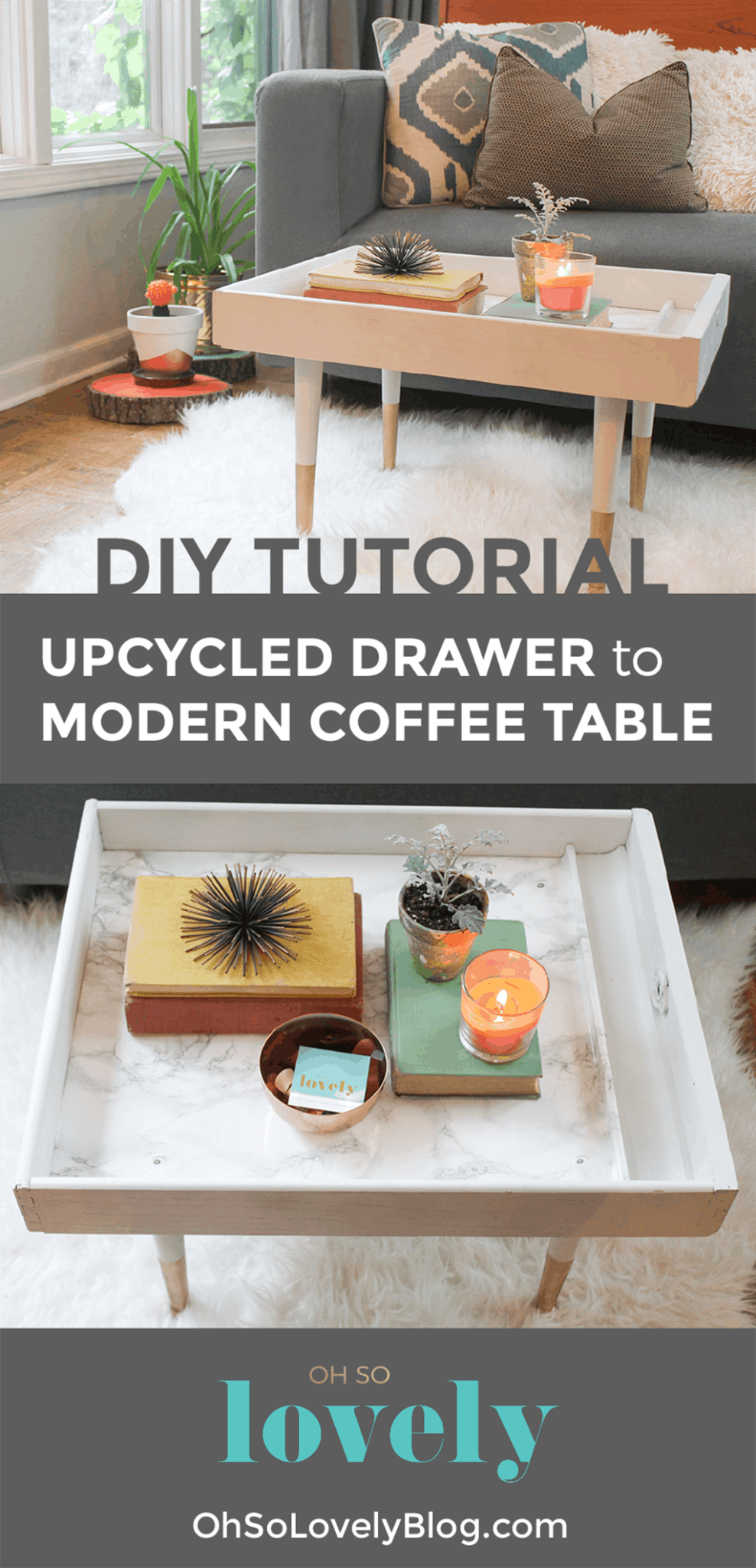 DIY Upcycled Drawer to Coffee Table Tutorial