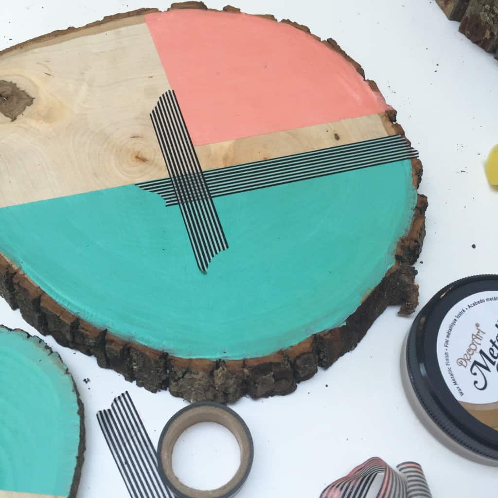 DIY wood slice key holder