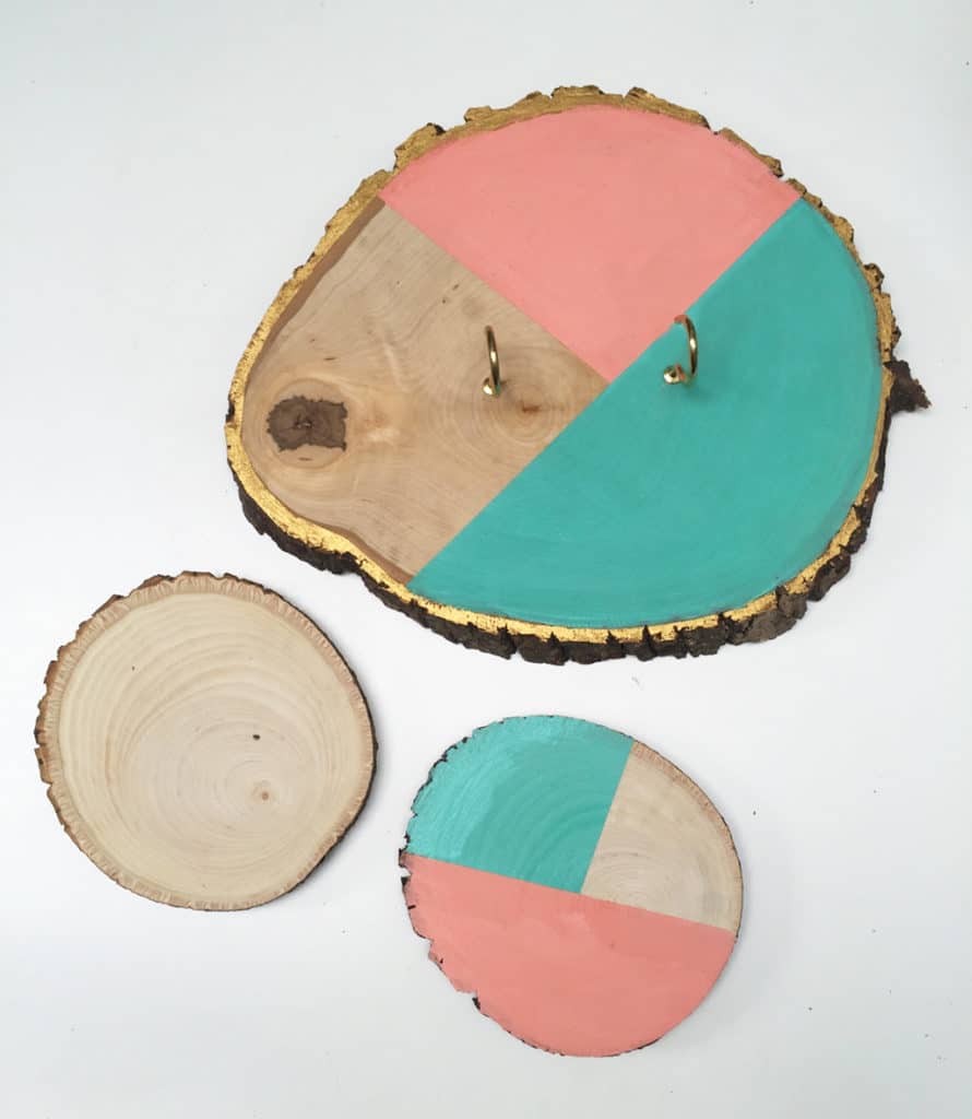 DIY wood slice key holder