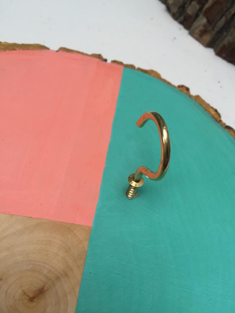 DIY wood slice key holder