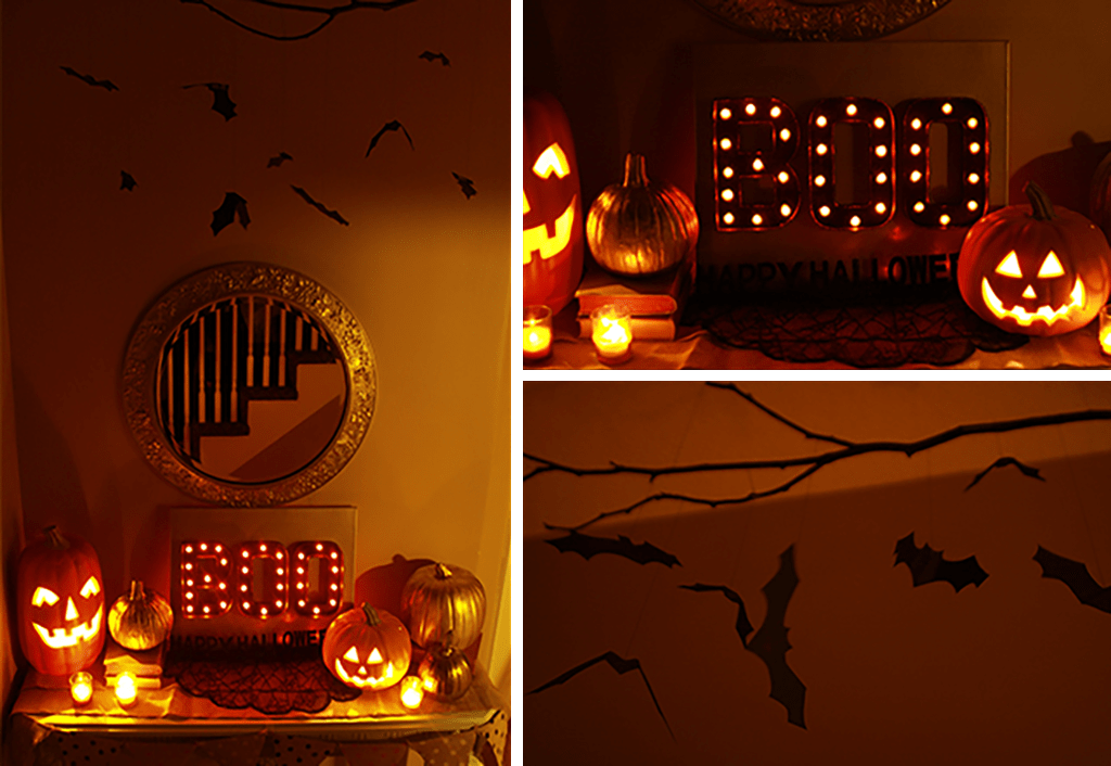 DIY Boo marquee and bat mobile