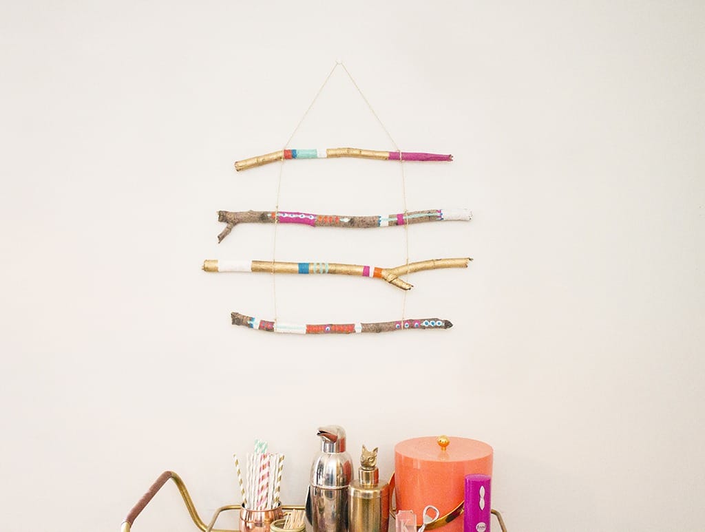 DIY stick wall hanging