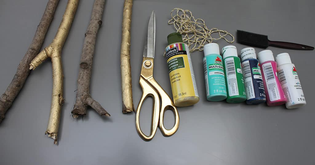 DIY stick wall hanging