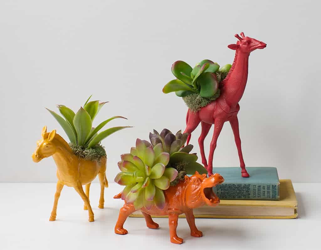 HOW TO MAKE DIY TOY ANIMAL PLANTERS, Oh So Lovely Blog