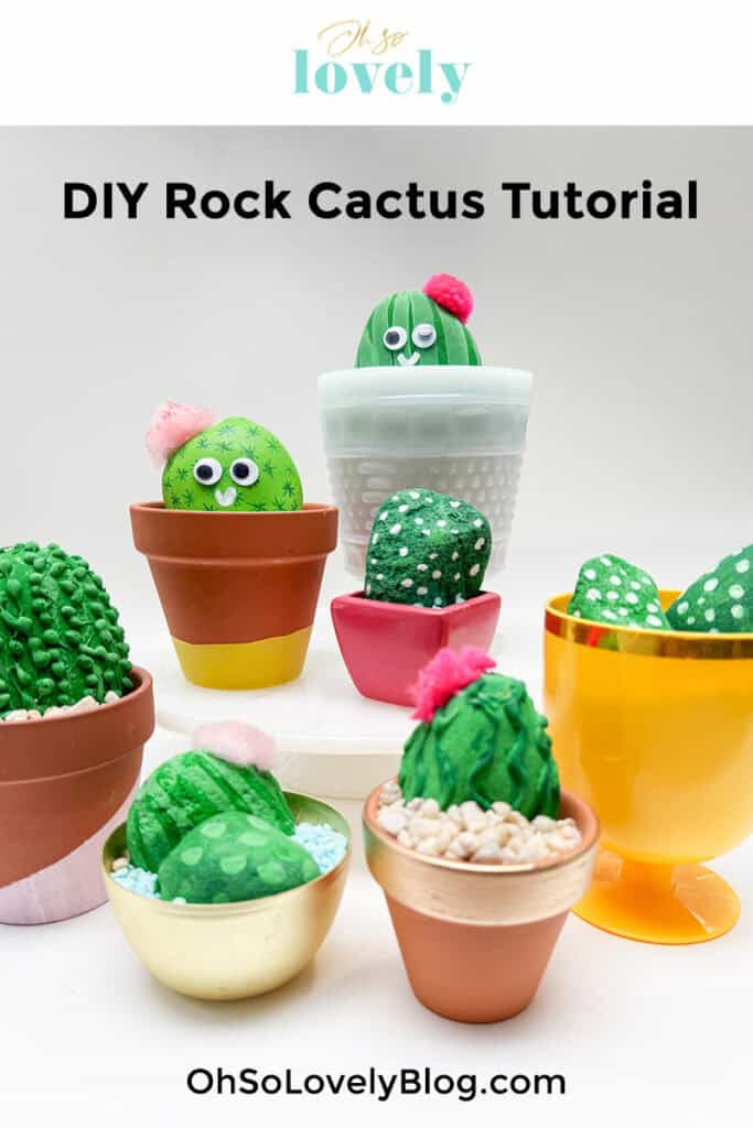 HOW TO MAKE A DIY ROCK CACTUS, Oh So Lovely Blog