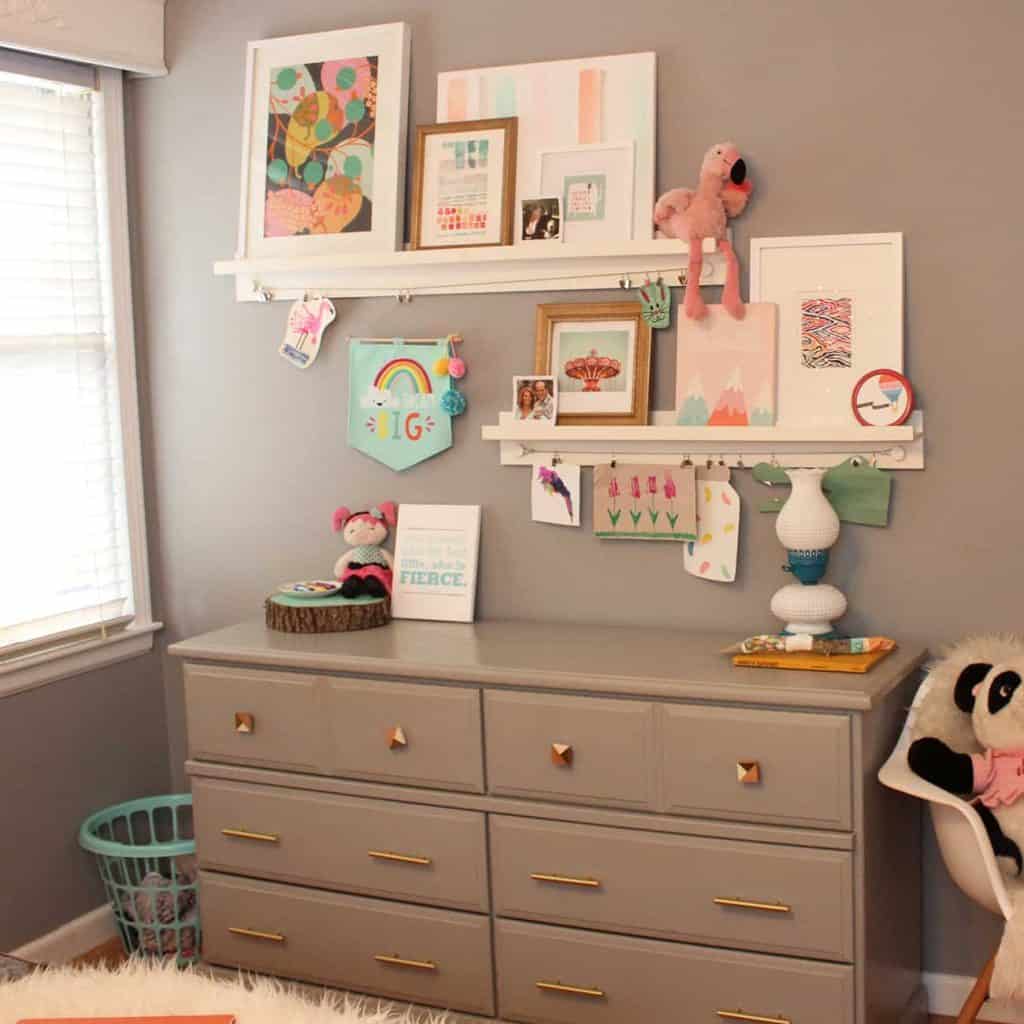 Bedroom Update Minted Art Shelves