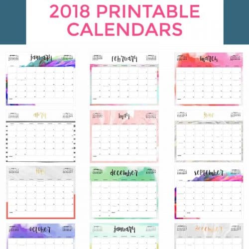 Download your FREE 2018 Printable Calendars today! There are 20+ designs to choose from in both Sunday and Monday start dates!