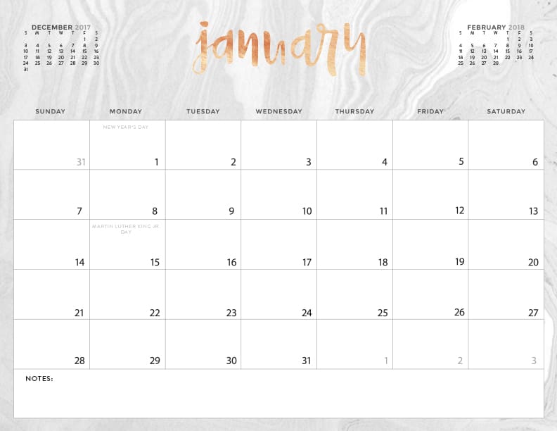 Download your FREE 2018 Printable Calendars today! There are 20 designs to choose from in both Sunday and Monday start dates!