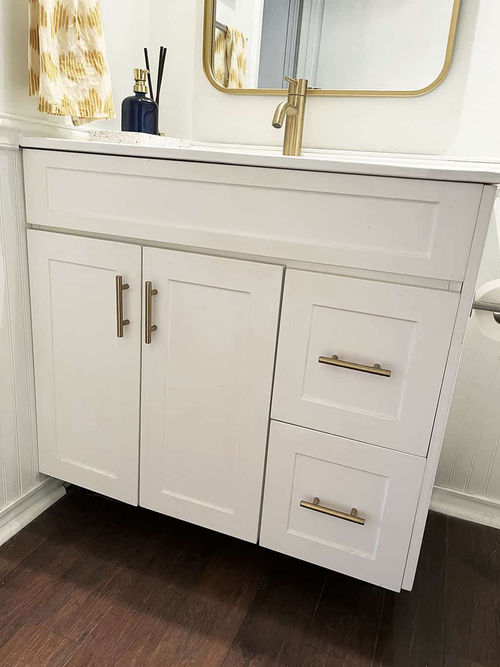 Half bathroom update on a small budget – featuring Cabinets Quick!