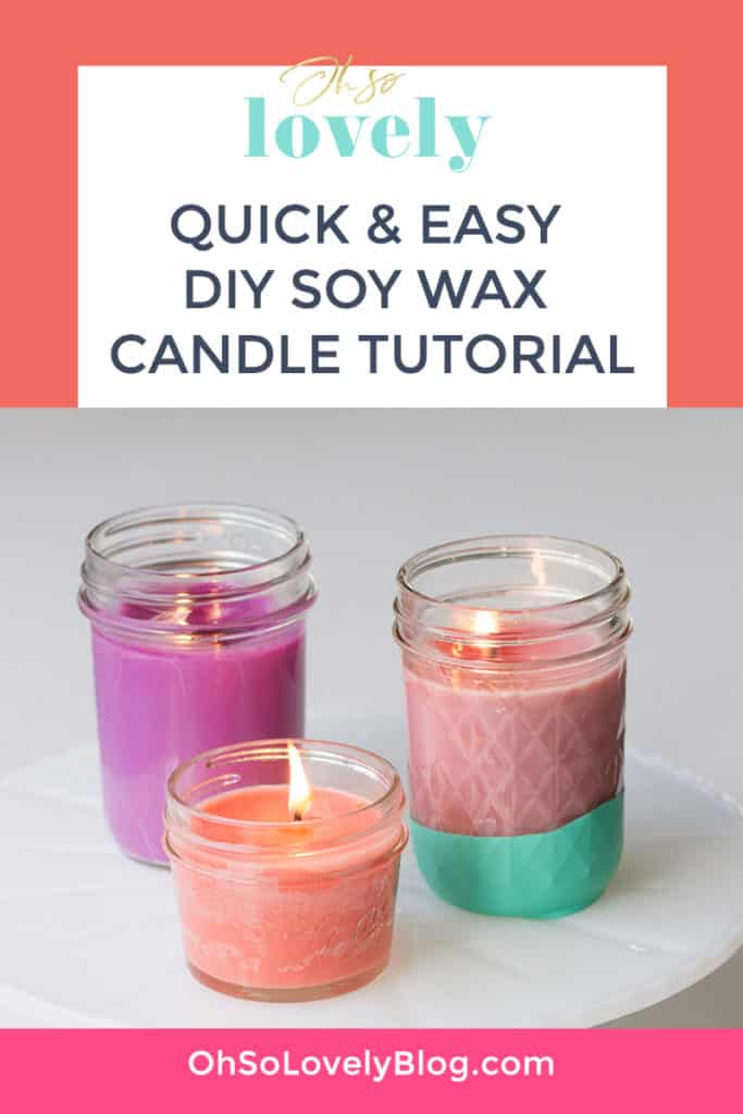 Oh So Lovely Blog shares an easy DIY soy wax candle tutorial. Make beautiful candles for your home or gift giving!