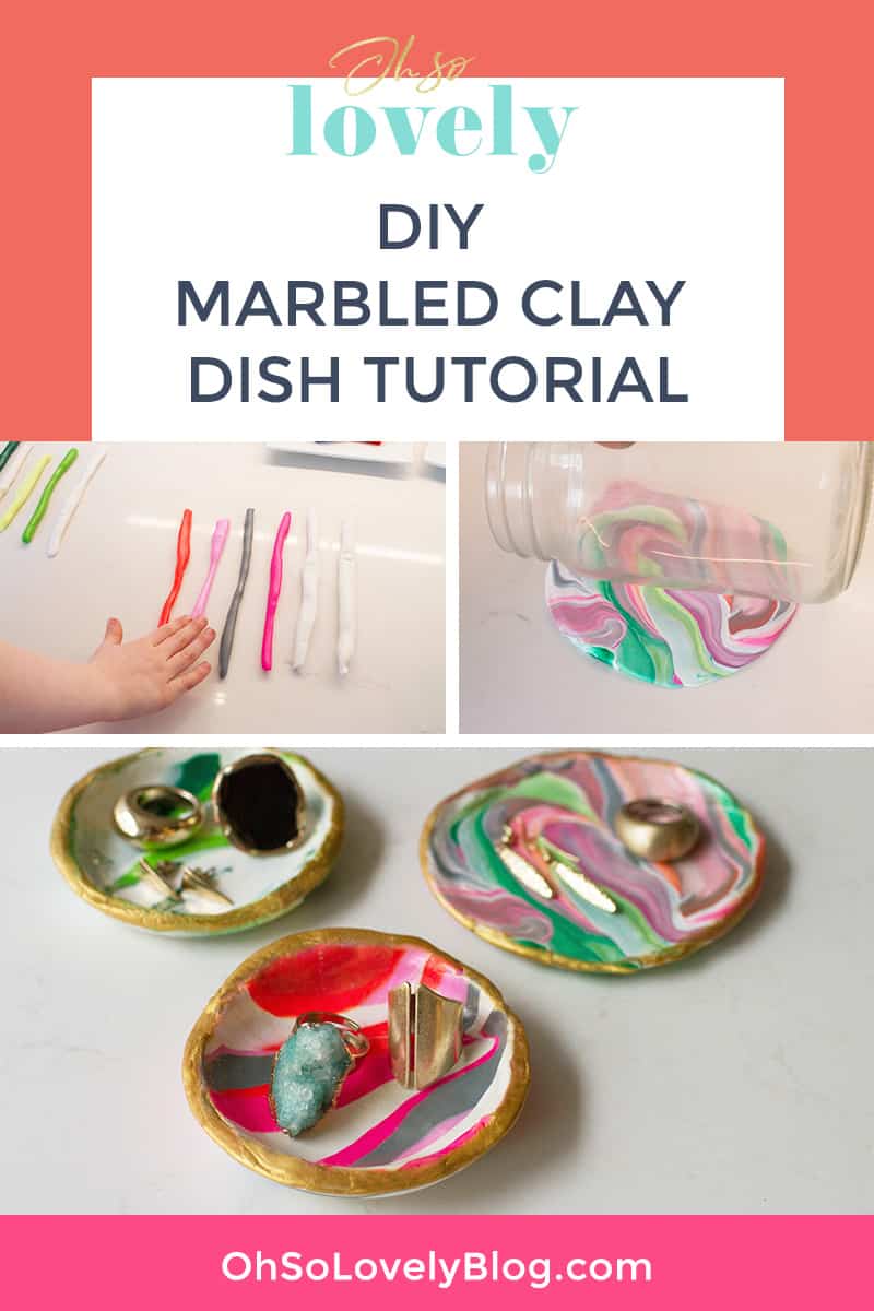 Learn how easy it is to make your own DIY marbled clay dishes with this tutorial from Oh So Lovely Blog!