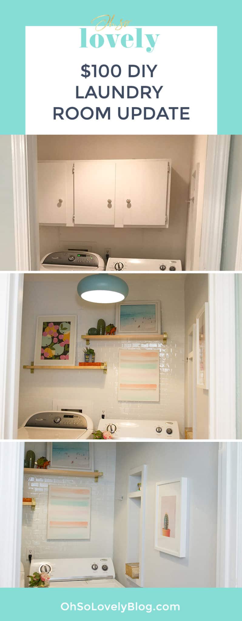 Audrey of Oh So Lovely Blog shares a super quick and affordable DIY laundry room update.