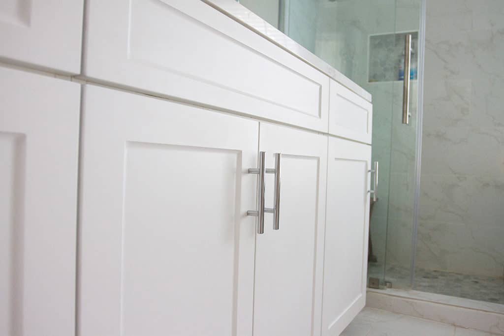 Audrey Kuether of Oh So Lovely Blog shares her complete master bathroom remodel featuring Kohler and Moen products from Kitchens and Baths by Briggs.