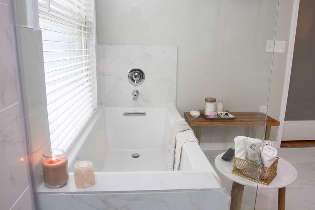 Audrey Kuether of Oh So Lovely Blog shares her complete master bathroom remodel featuring Kohler and Moen products from Kitchens and Baths by Briggs.