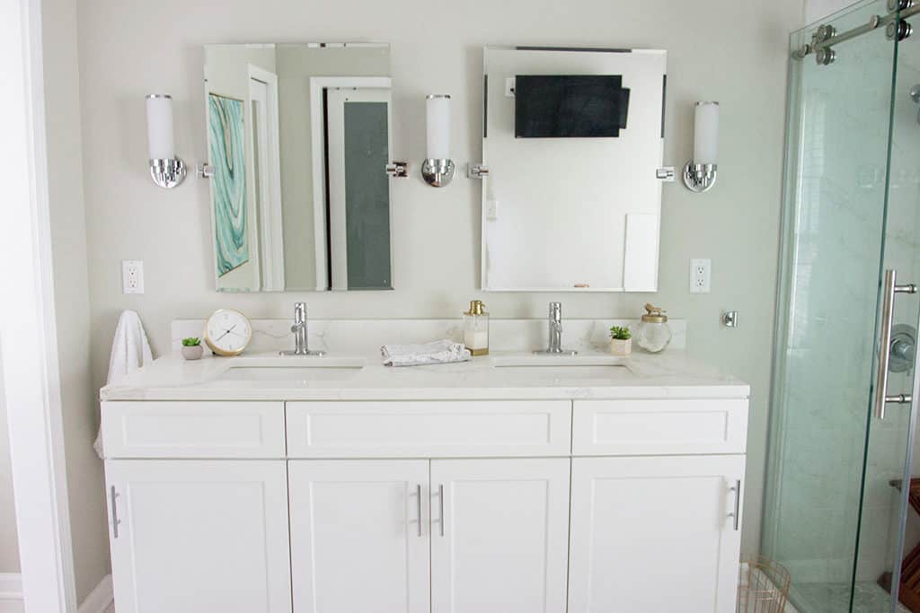 Audrey Kuether of Oh So Lovely Blog shares her complete master bathroom remodel featuring Kohler and Moen products from Kitchens and Baths by Briggs.