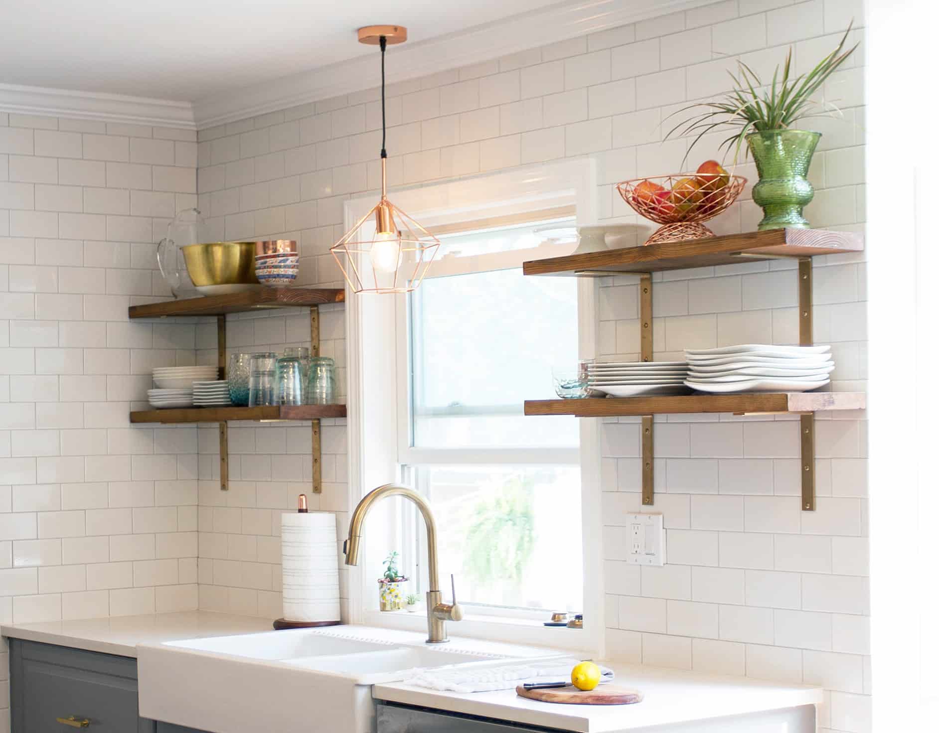 DIY kitchen open shelving tutorial