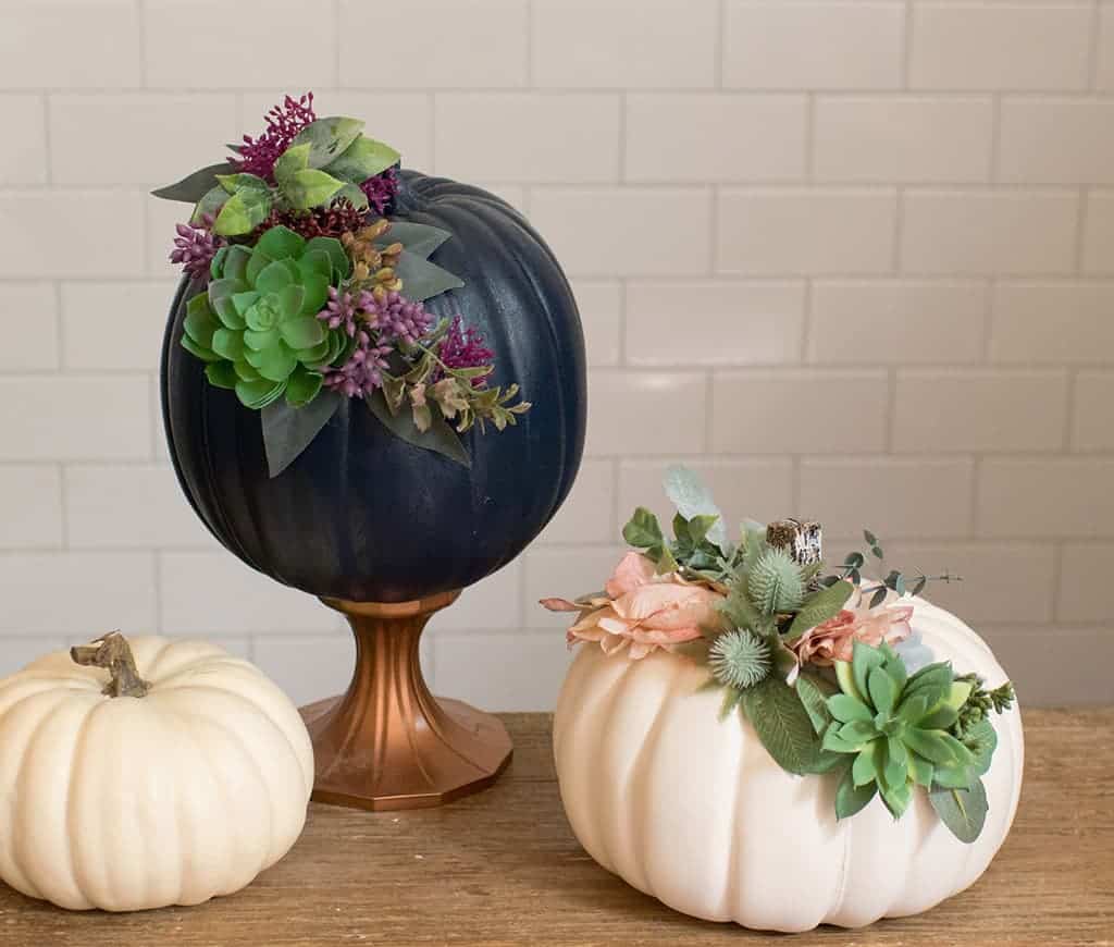 DIY floral pumpkins tutorial make a pretty, unique and easy fall