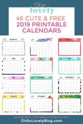 free 2019 printable calendars