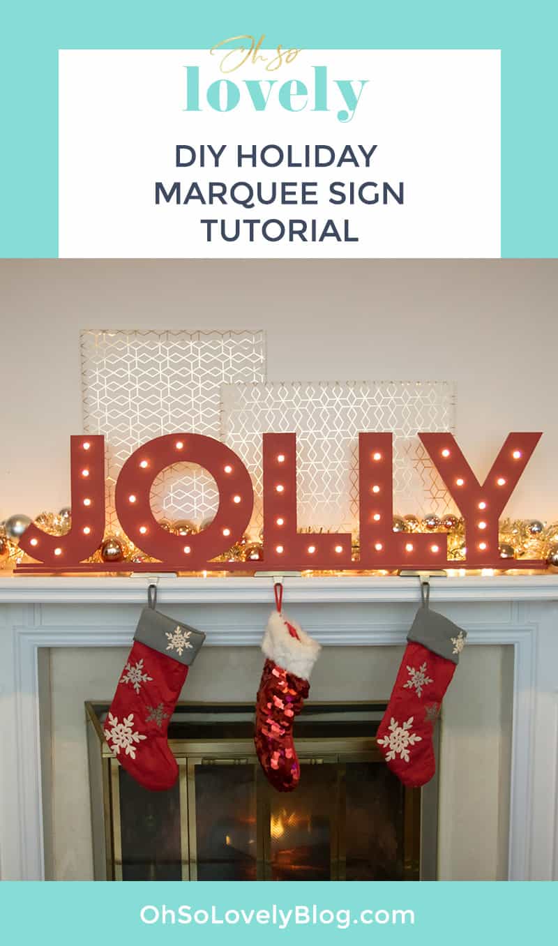 Audrey of Oh So Lovely Blog shares a DIY holiday marquee sign tutorial featuring CraftCuts stand alone lettering. So festive!