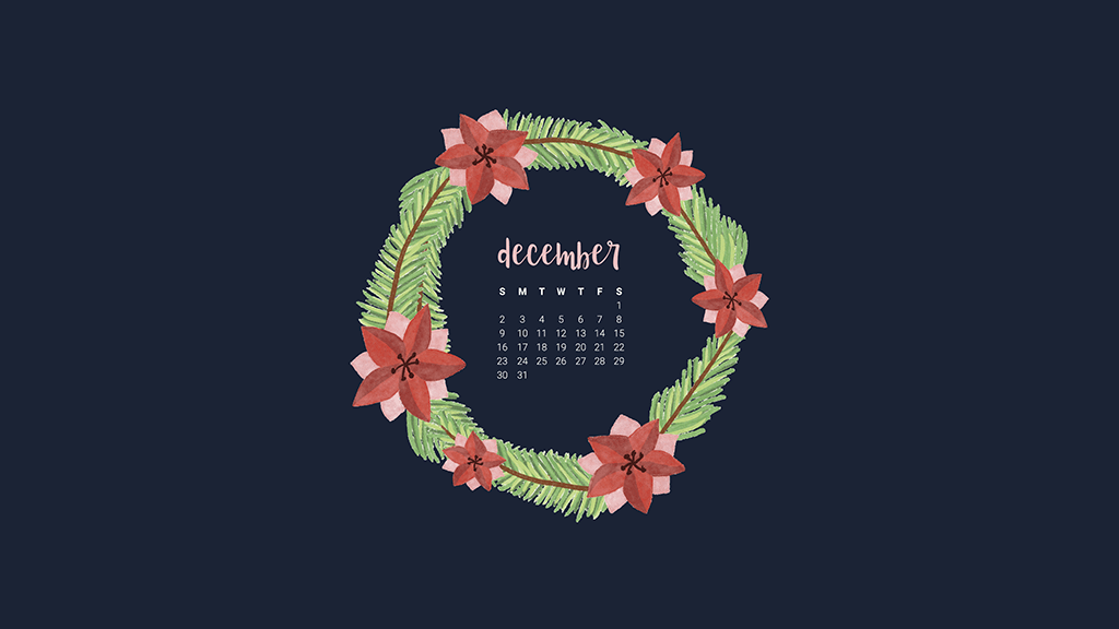 FREE December desktop wallpaper calendars