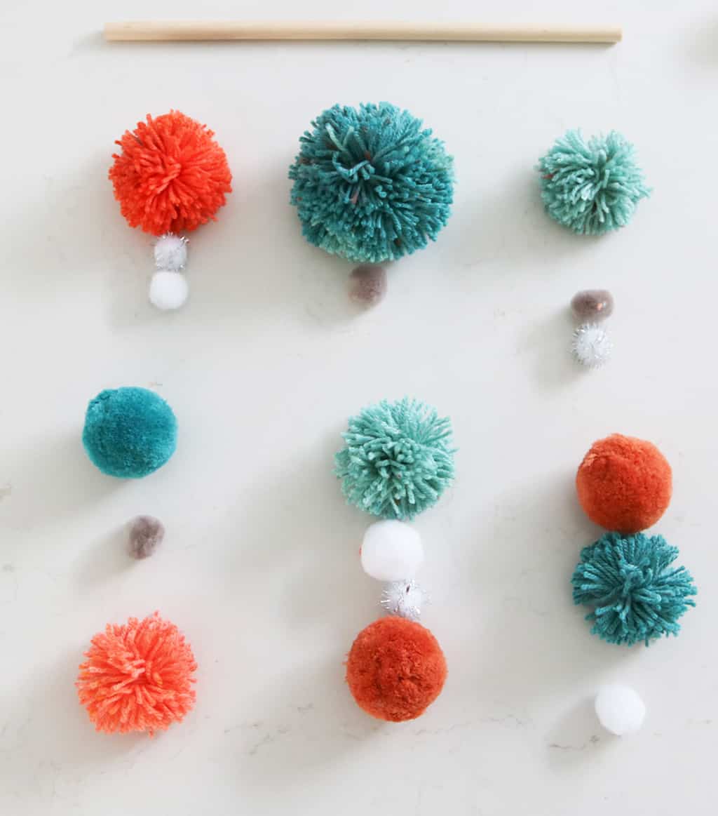 DIY pom pom wall hanging