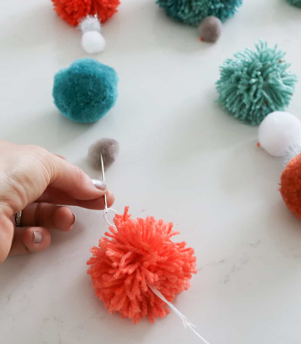 DIY pom pom wall hanging