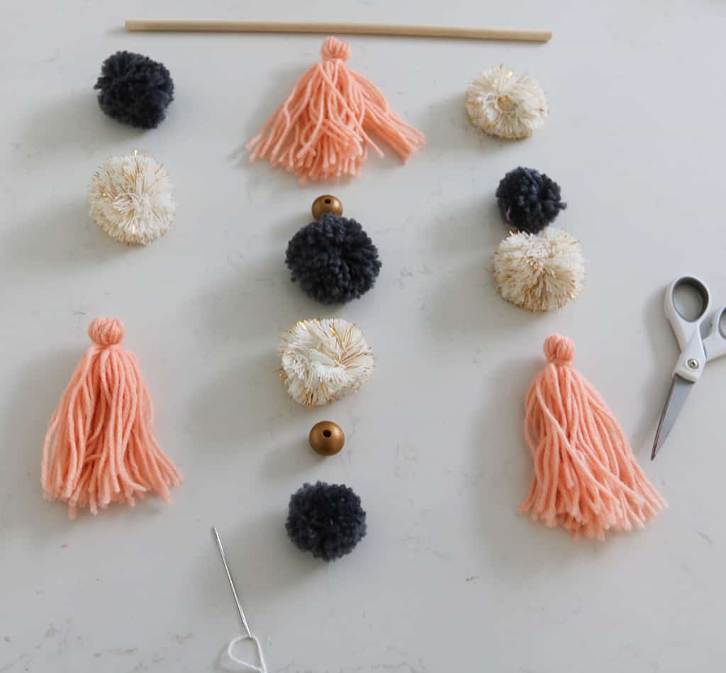 DIY pom pom wall hanging