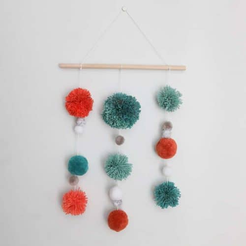 DIY pom pom wall hanging