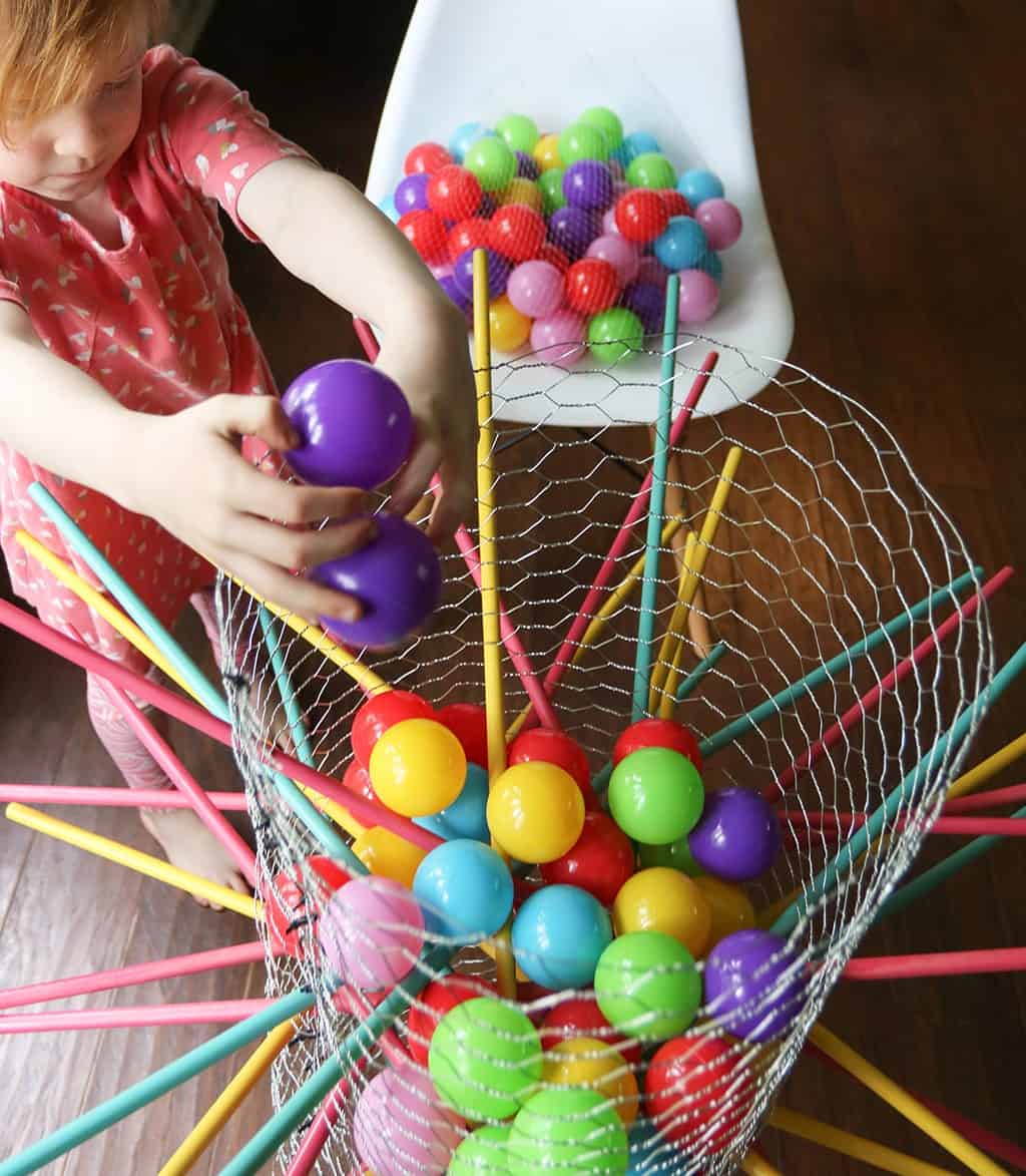 Audrey Kuether of Oh So Lovely shares a life size DIY Kerplunk yard game tutorial—perfect for outdoor entertaining!