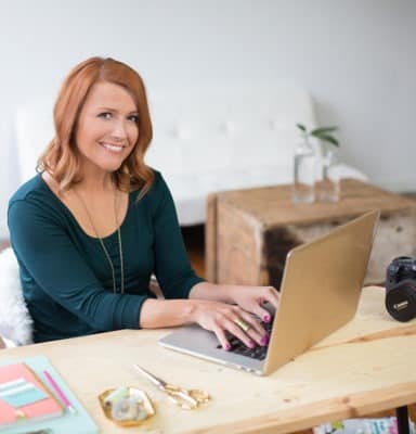 Audrey Kuether on computer