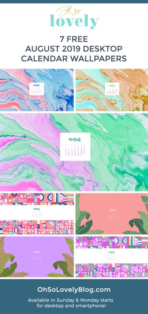 pretty and colorful August desktop calendars