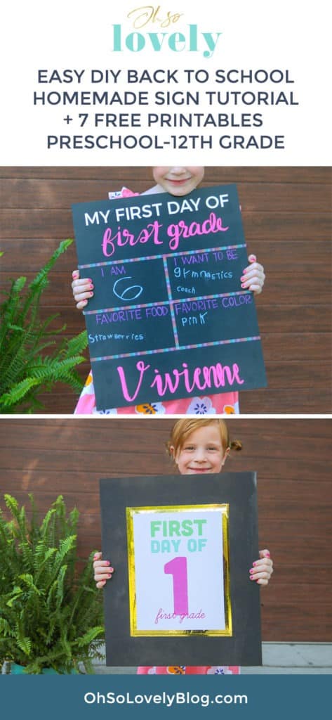 DIY homemade back to school sign free printable signs