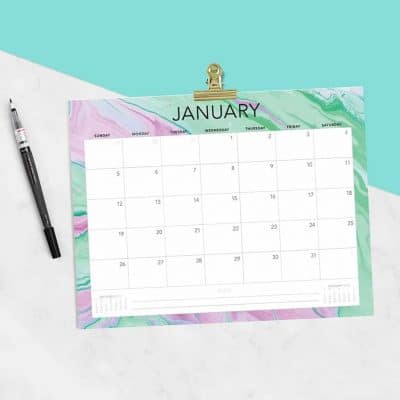 paint swirl 2020 free calendar