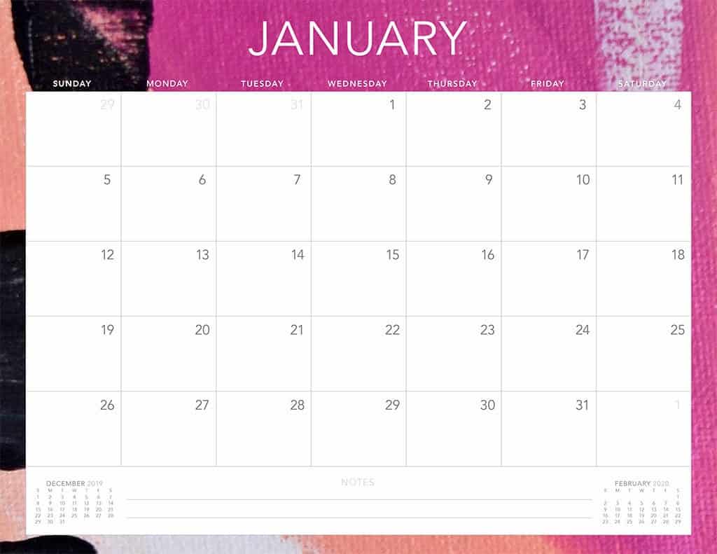 abstract 4 2020 free calendar