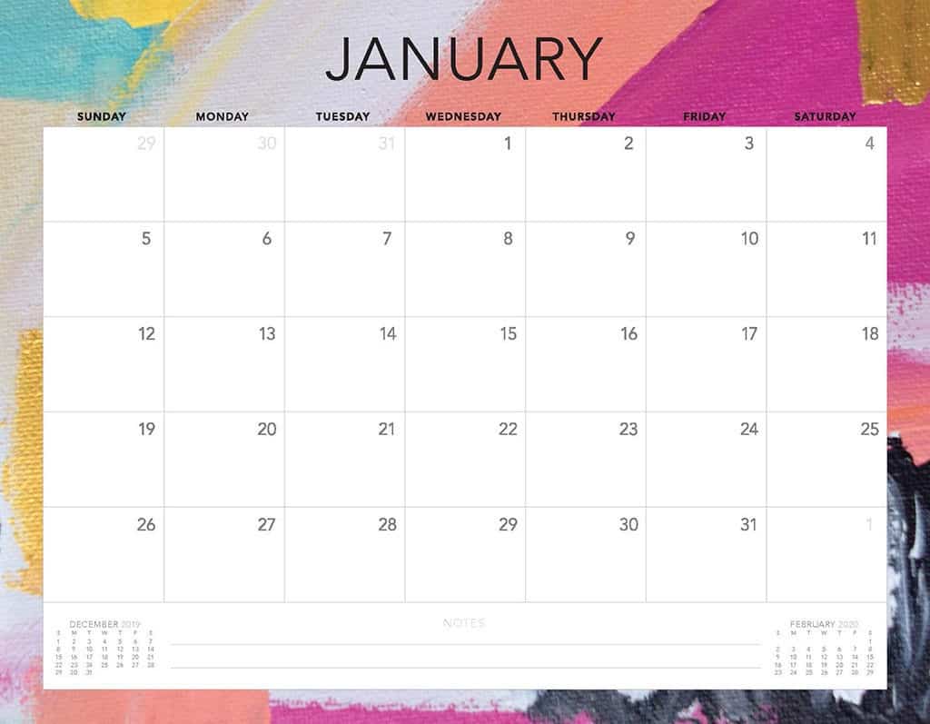 abstract 3 2020 free calendar