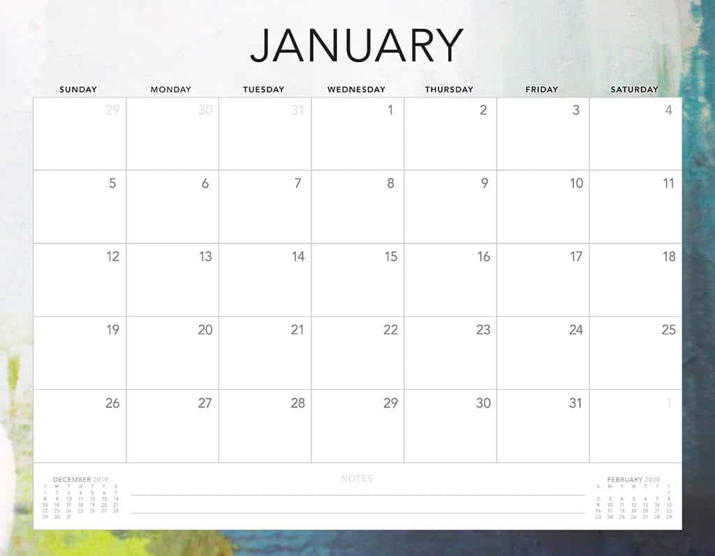 grey lime turquoise 2020 free calendar