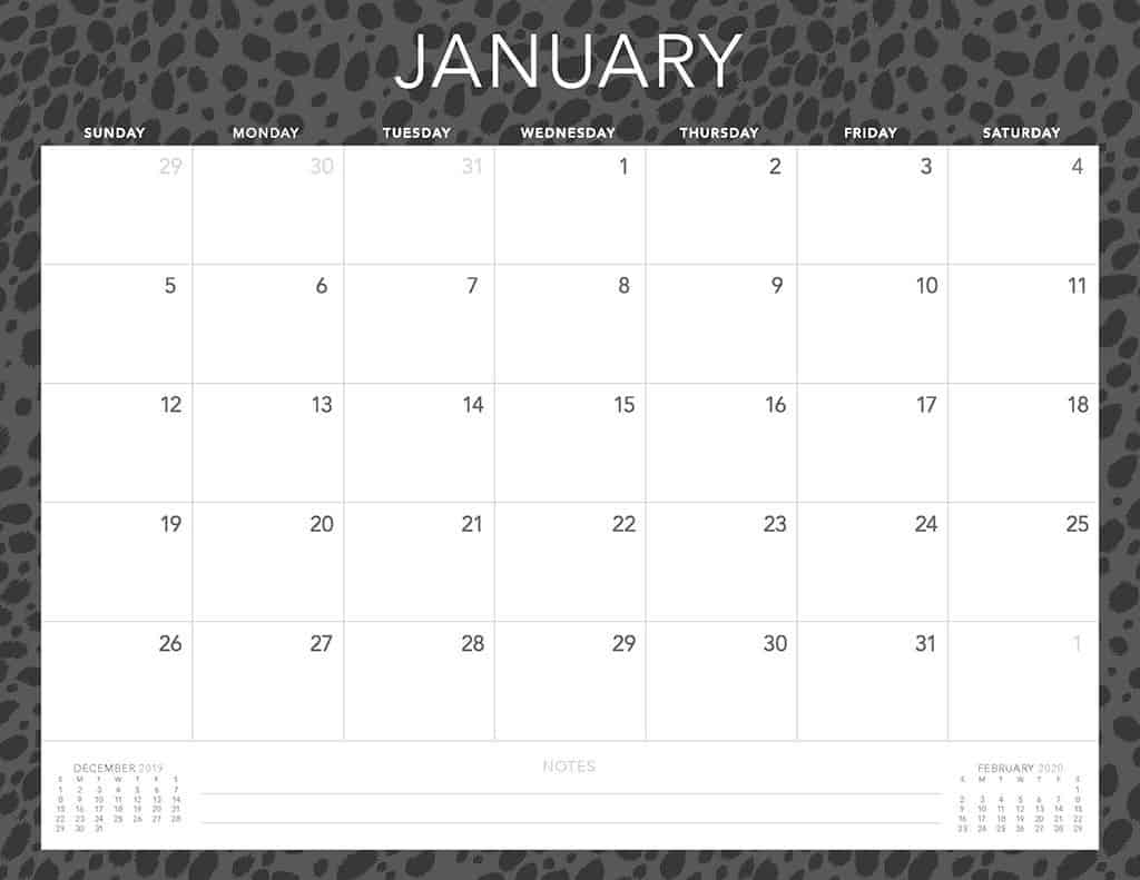 cheetah 2020 free calendar2