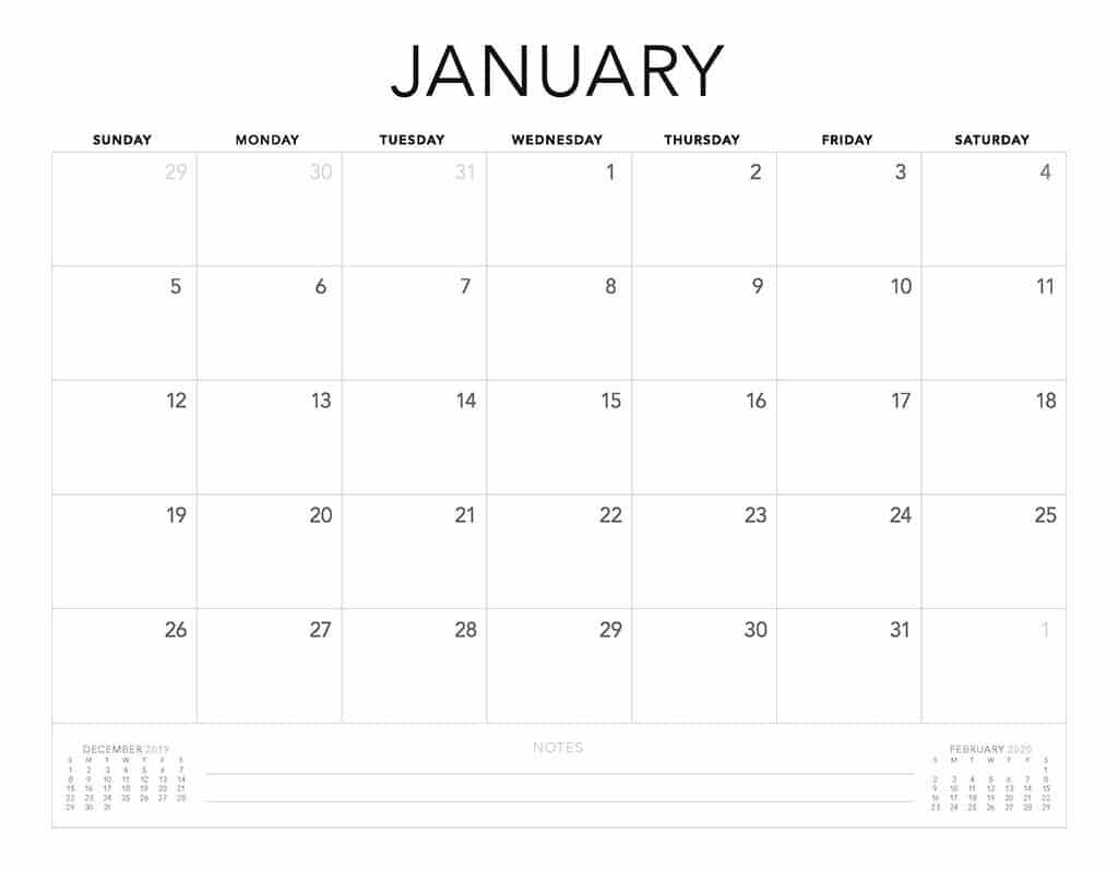 simple 2020 free calendar minimal