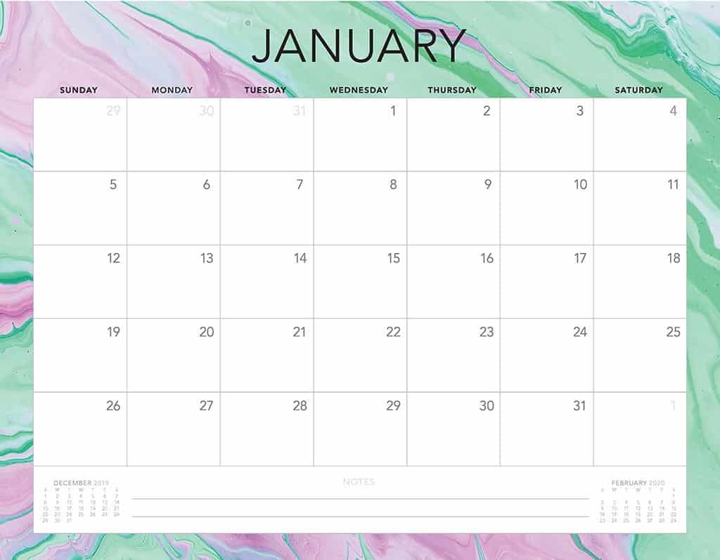 paint swirl 2020 free calendar