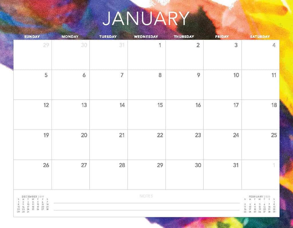 abstract 2020 free calendar