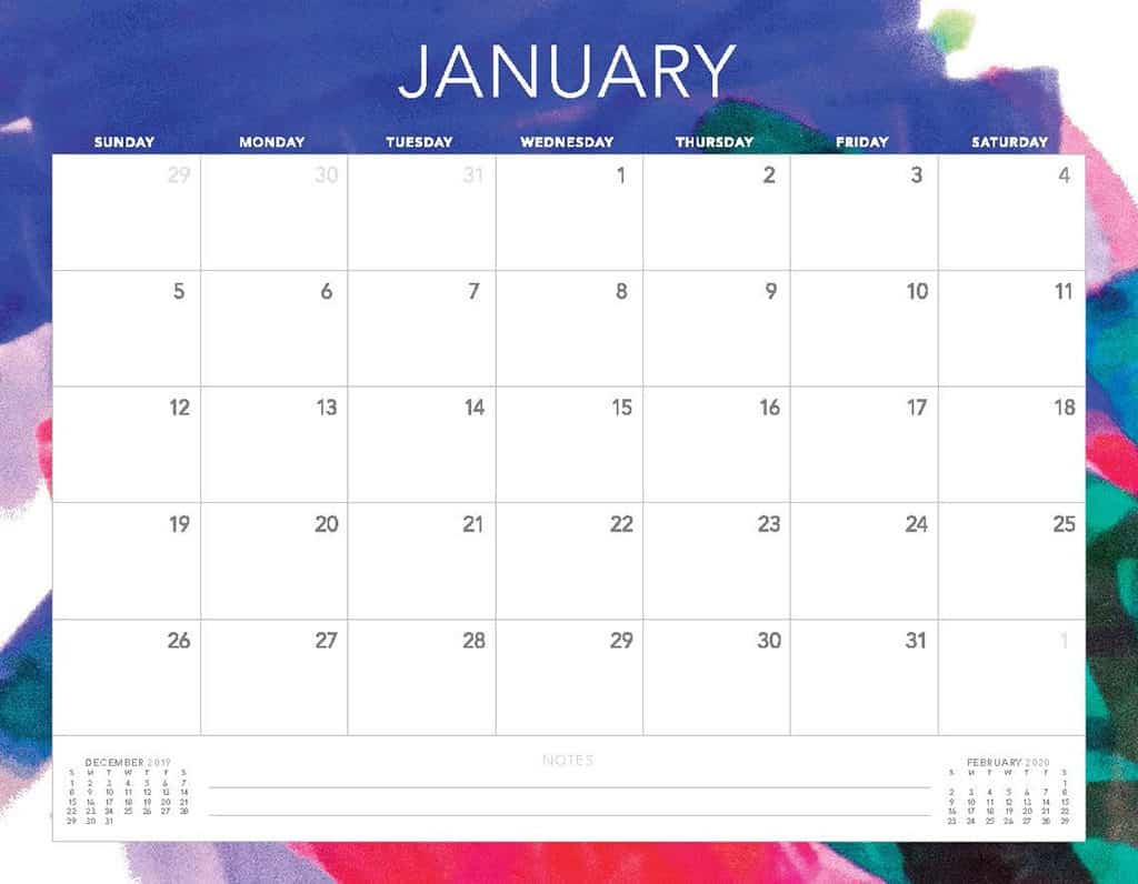 abstract colors 2020 free calendar